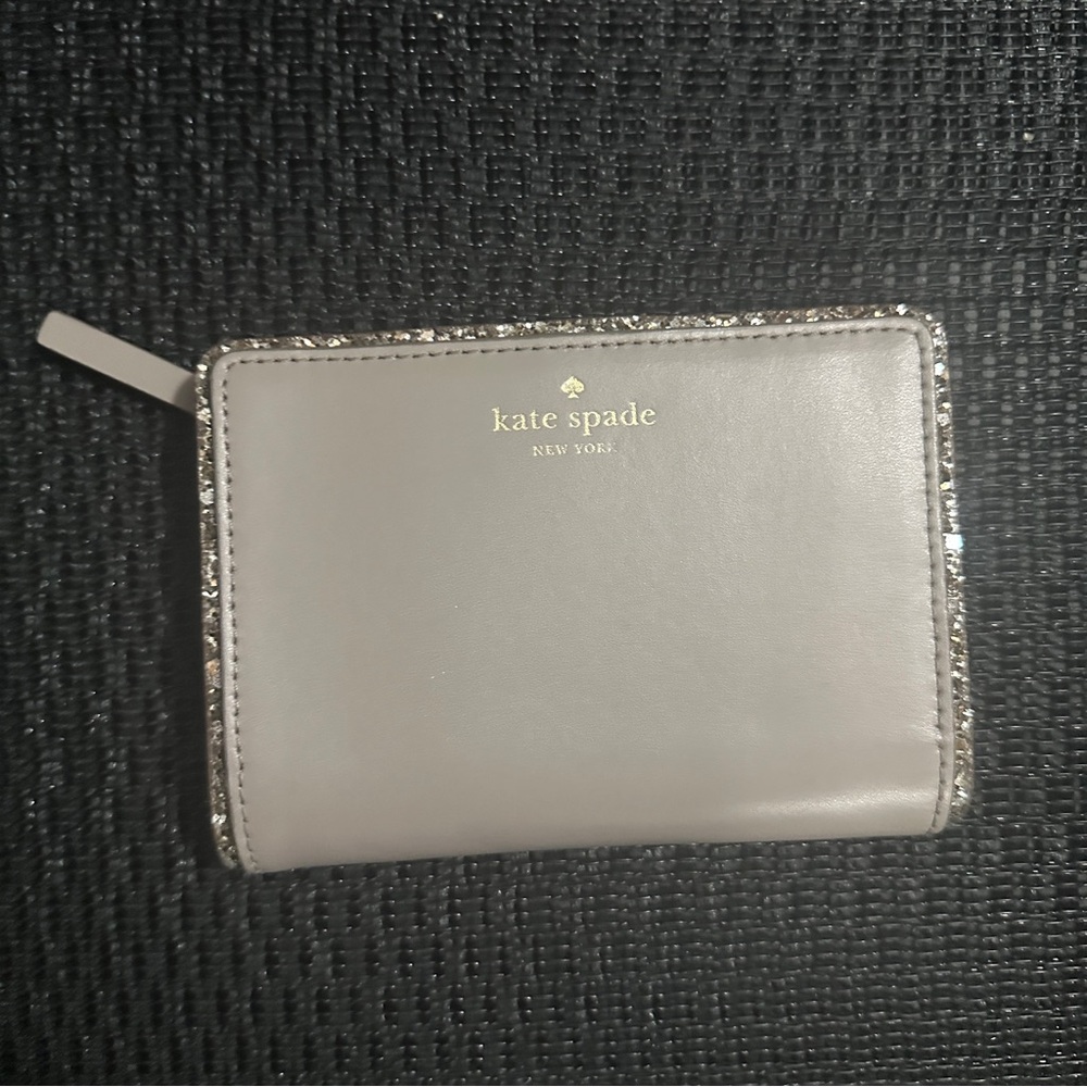 Kate Spade Gray Wallet with Gold Trim